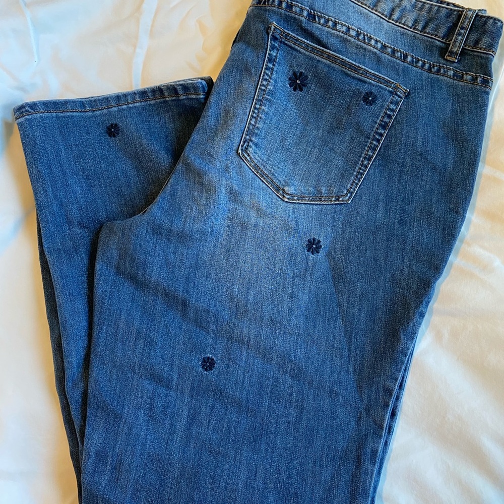 Westport Embroidered Blue Straight Leg Jeans
